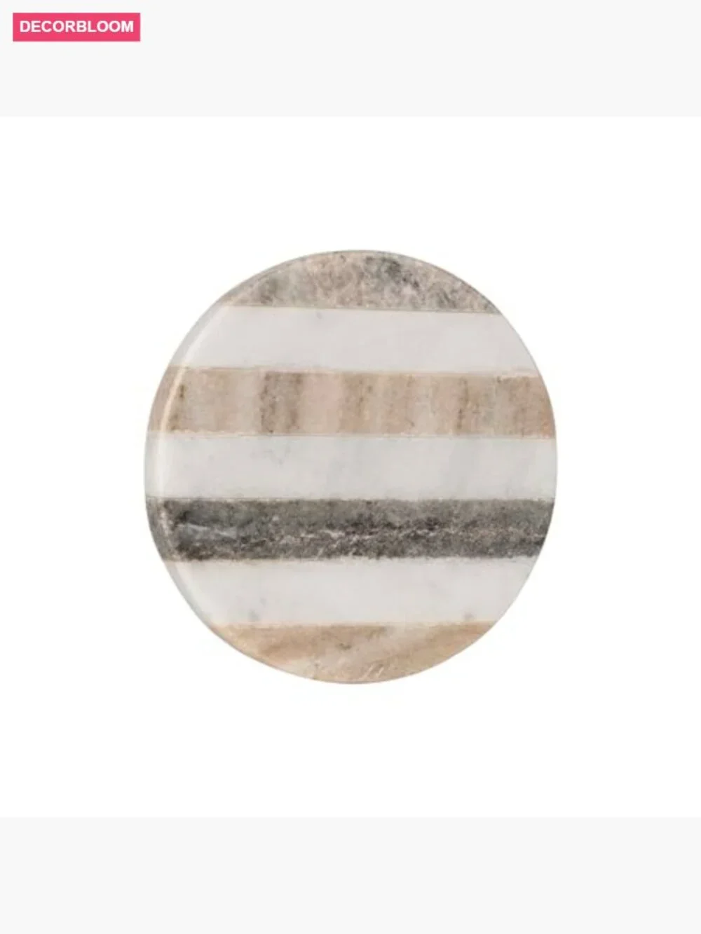 Set of 6 Handcrafted Marble Round Coasters with Striped Inlay